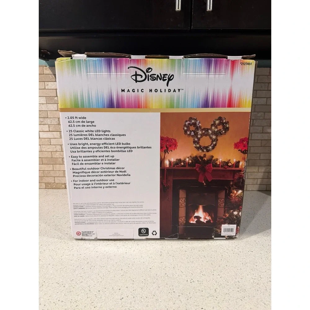 Disney Mickey Mouse LED Poinsettia‎ Wreath Holiday